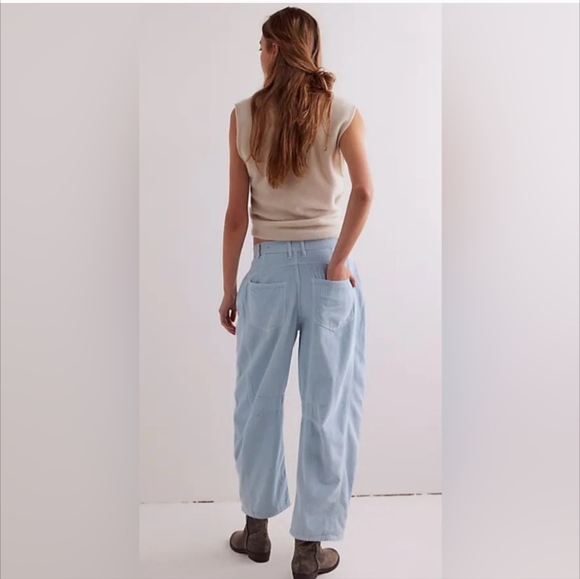 Free People Good Luck Mid-Rise Cord Barrel Jeans - Picture 3 of 4